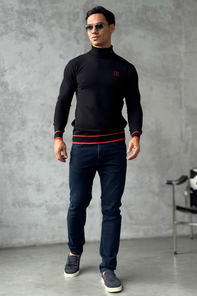 Hermes Мужская чёрная водолазка Premium