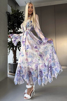 Женское платье с цветочным принтом premium