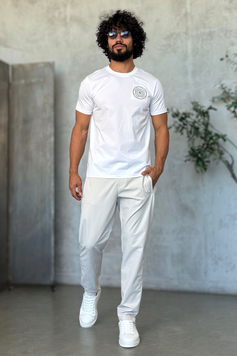 Zilli Мужские светло-бежевые брюки slim fit