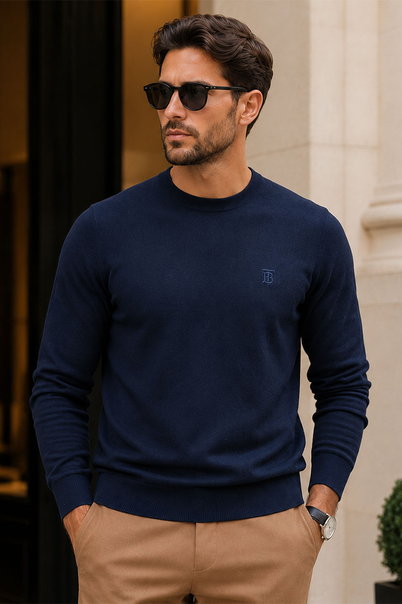 Burberry Мужской тёмно-синий джемпер TB logo-embroidered 
