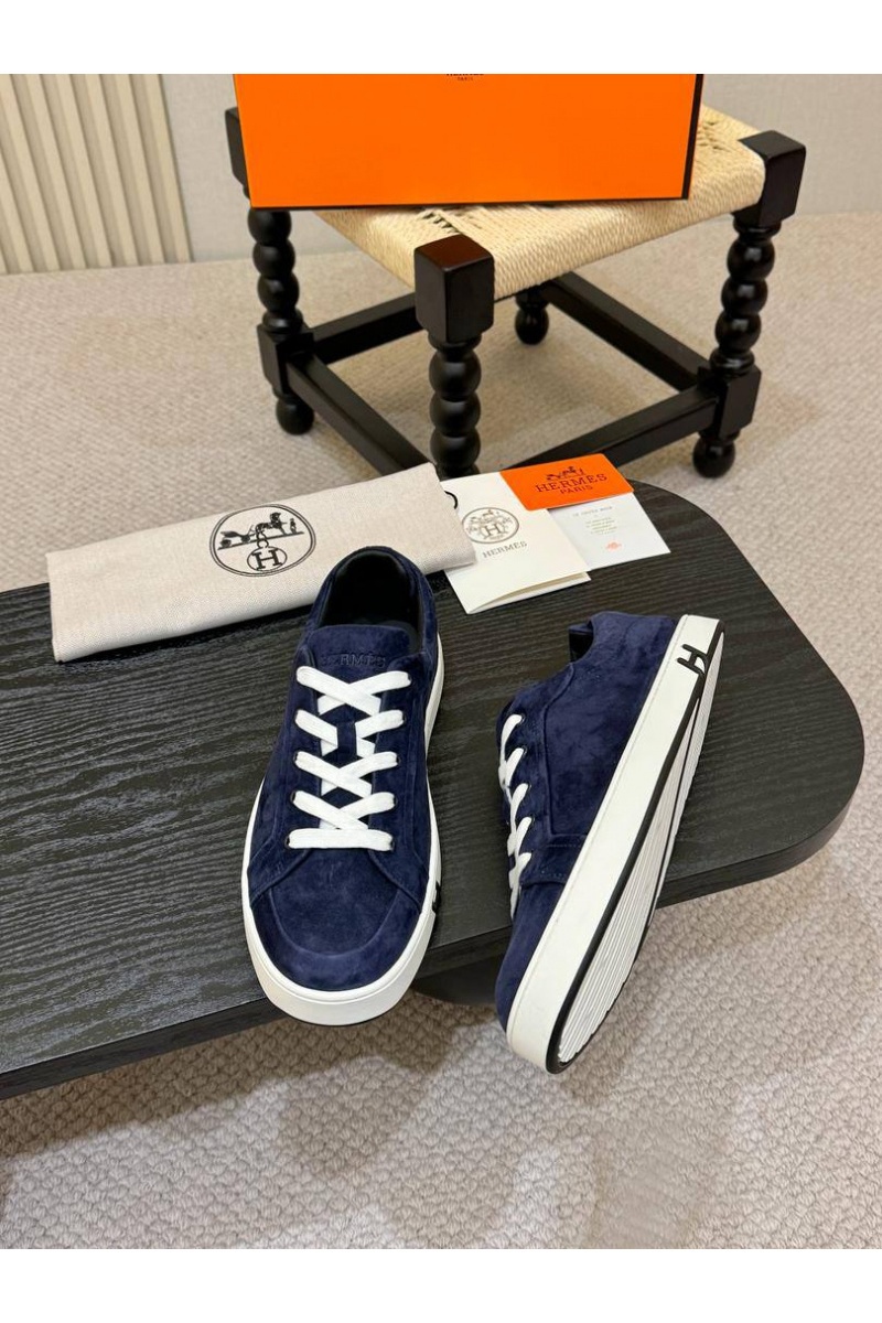 Hermes Мужские замшевые кроссовки Kid - Navy