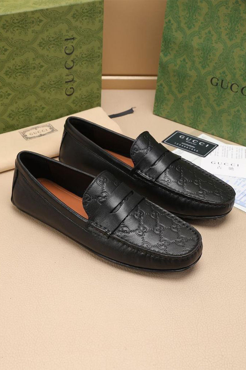 Gucci Мужские кожаные мокасины GG monogram