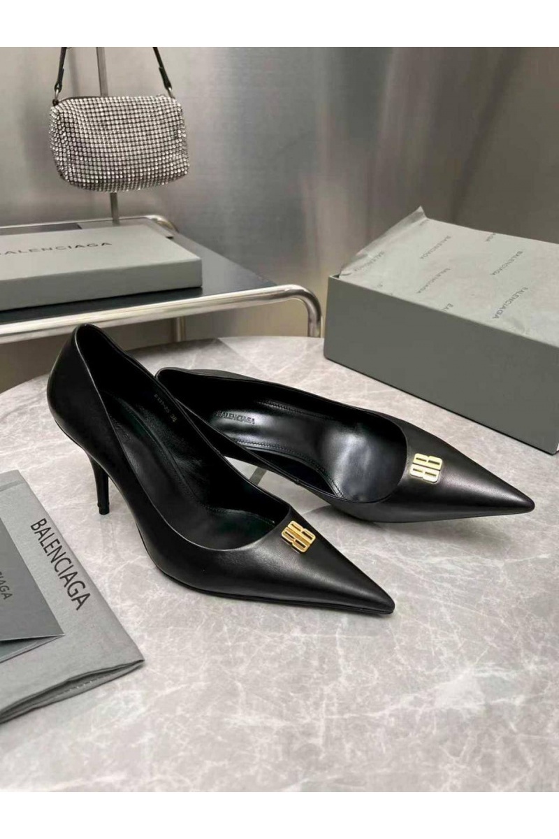 Balenciaga Женские кожаные туфли на каблуке premium