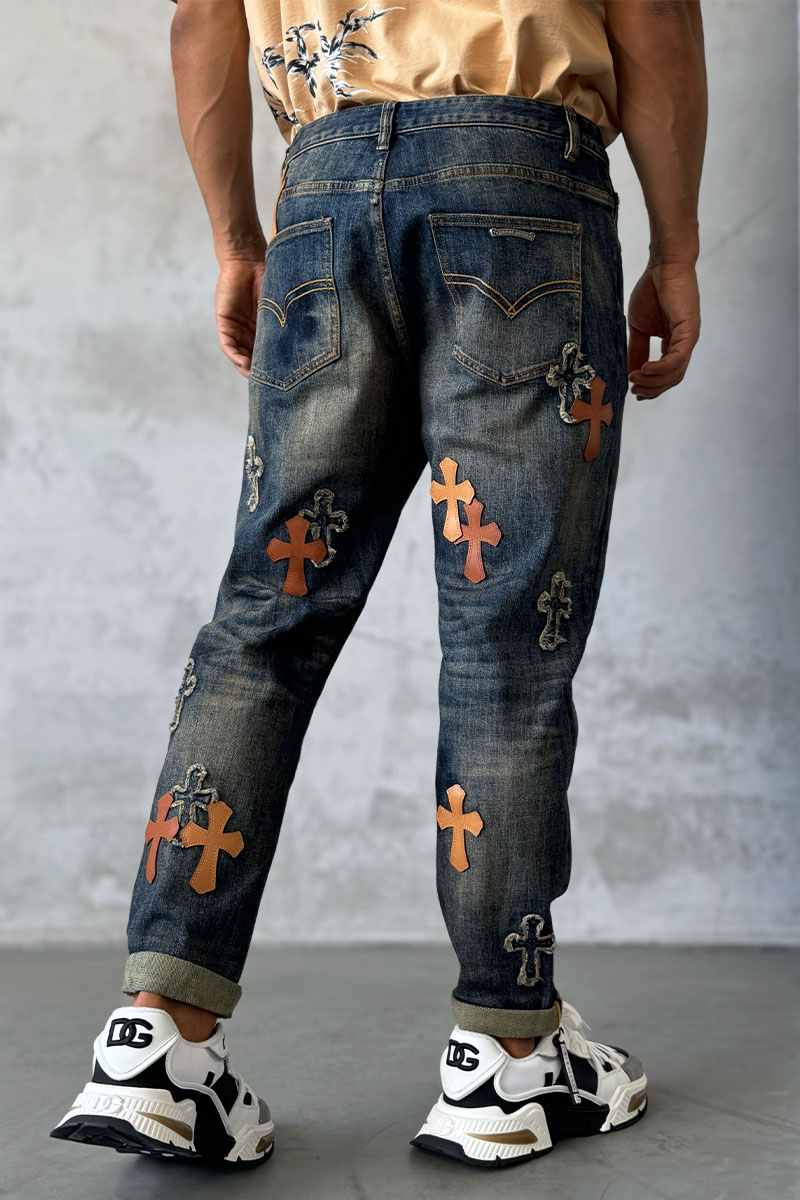 Chrome Hearts Мужские тёмно-синие джинсы