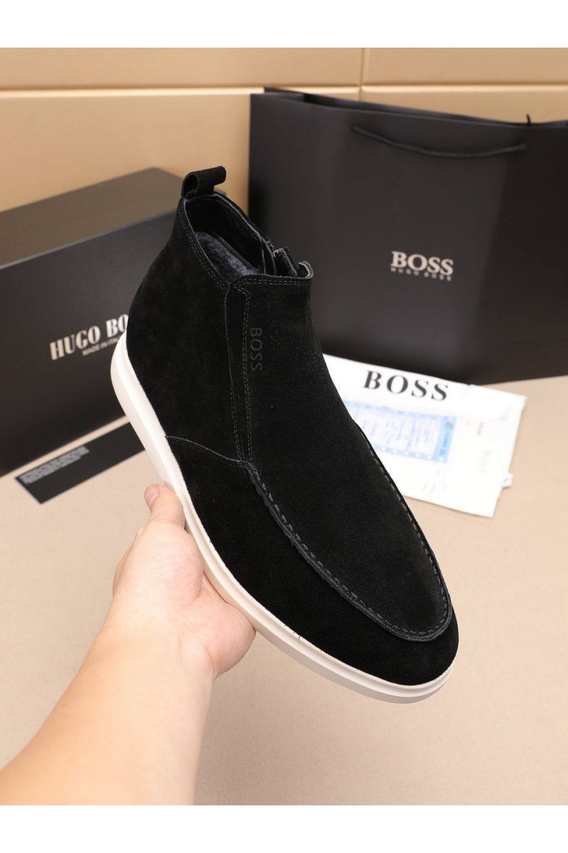 Hugо Воss Замшевые лоферы с мехом high-top - Black