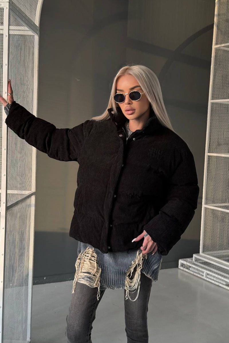 MIU MIU Женская чёрная вельветовая куртка