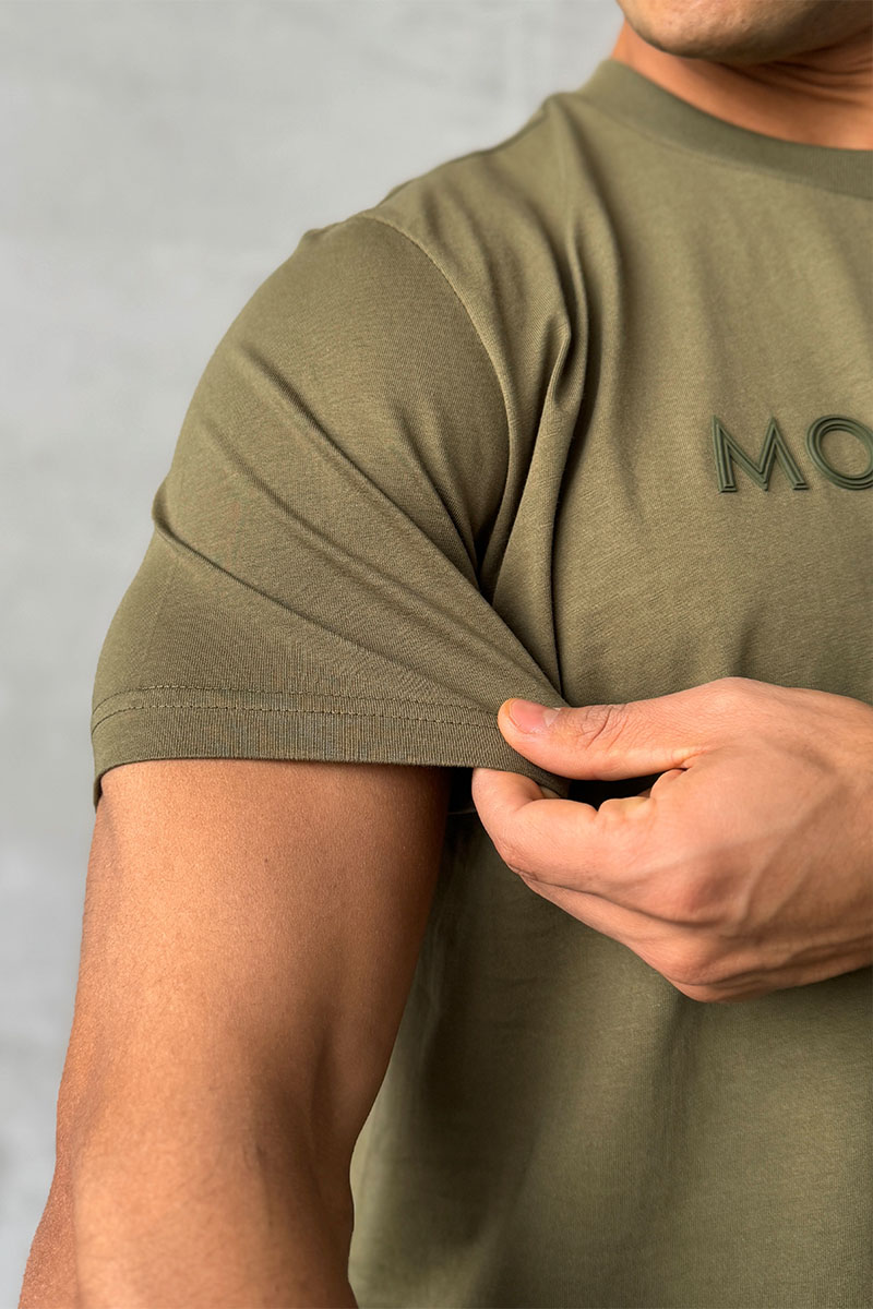Moncler Мужская футболка logo-patch - Khaki