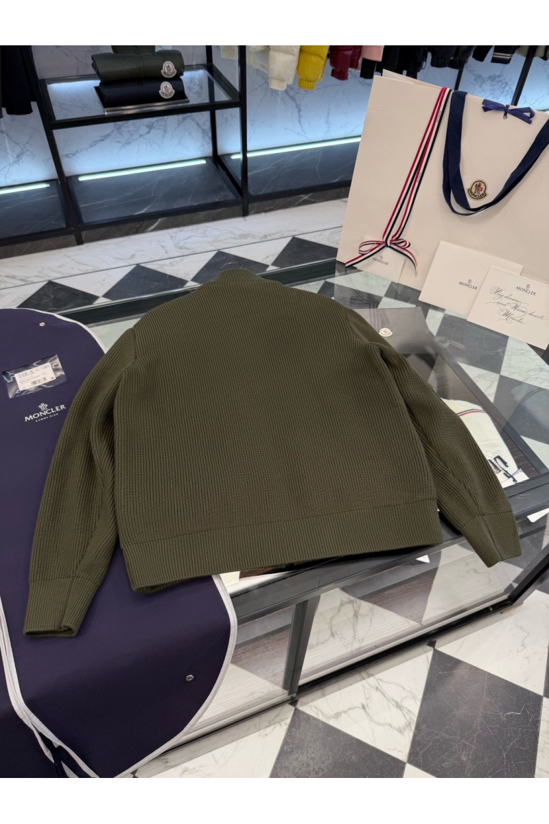 Moncler Куртка с вязаными рукавами цвета хаки 