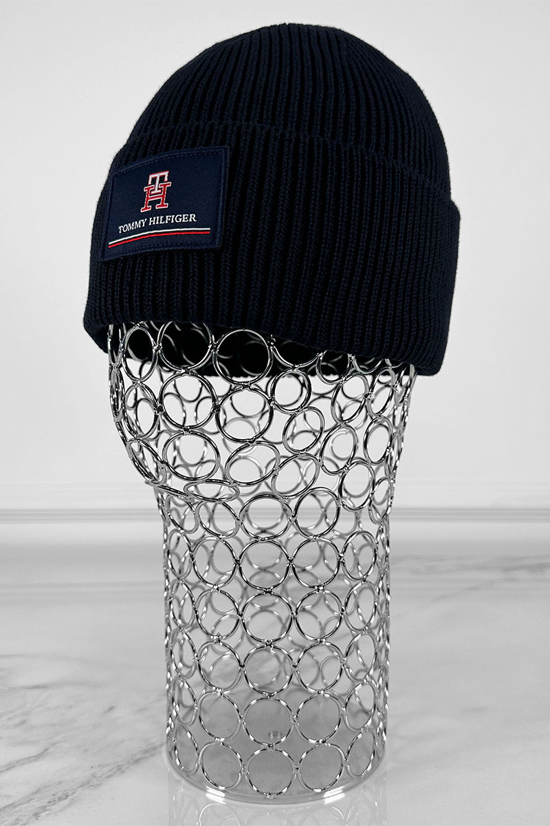 Tommy Hilfiger Мужская тёмно-синяя шапка logo-patch