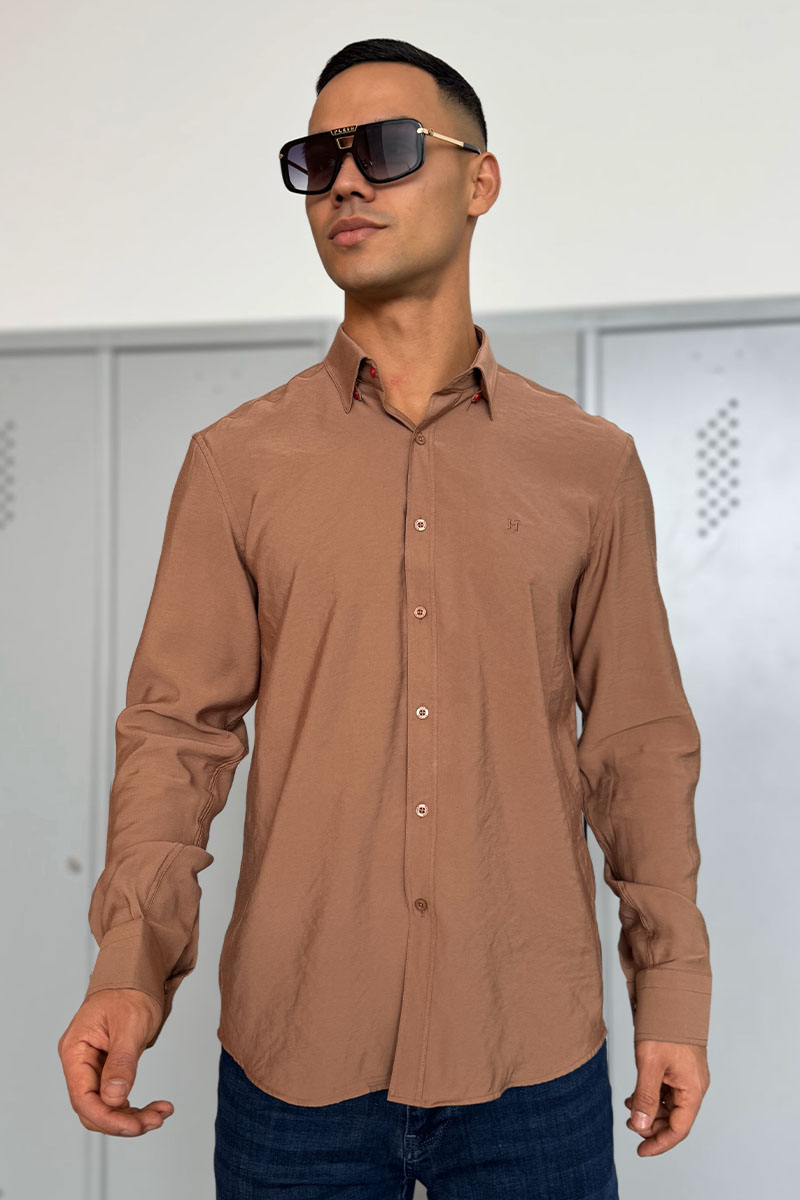 Hermes Мужская рубашка H embroidered - Brown 