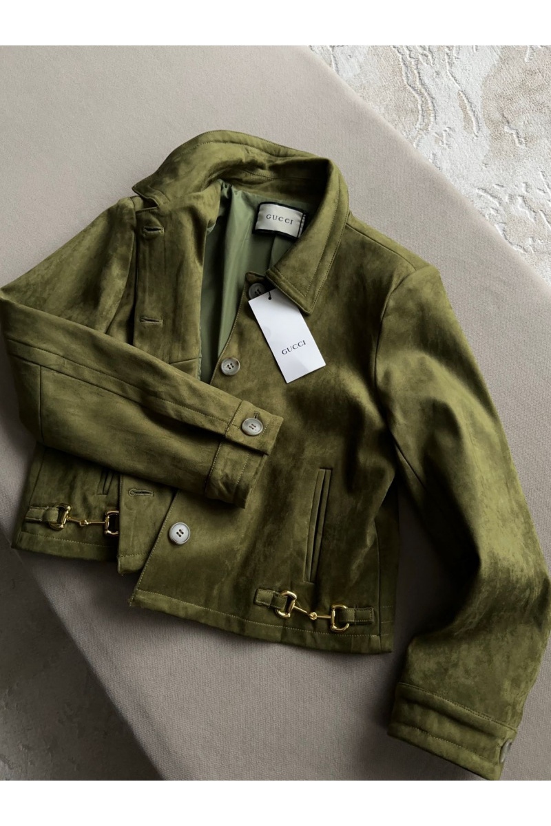 Gucci Женская куртка зелёного цвета GG 