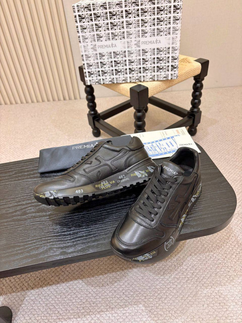 Premiata Чёрные кожаные кроссовки Mick