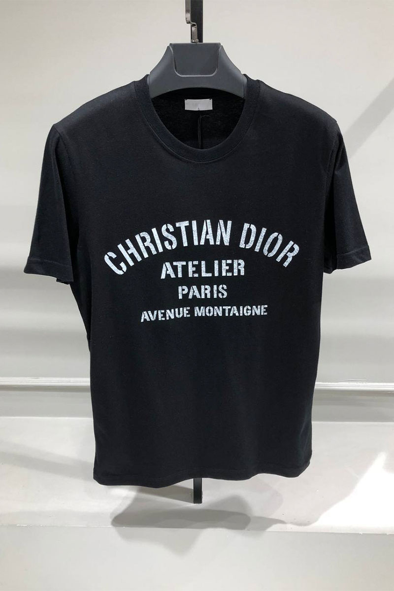 Dior Мужская чёрная футболка Atelier Paris Avenue Montaigne