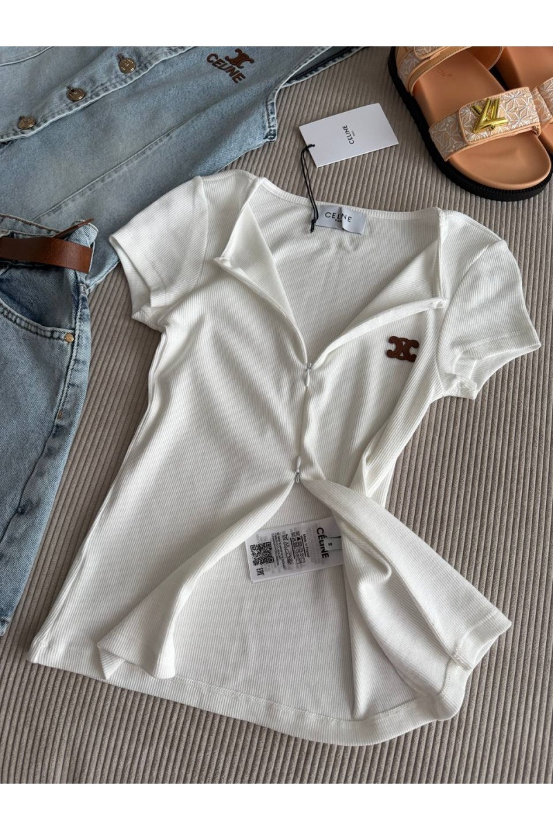 Celine Белая женская футболка premium