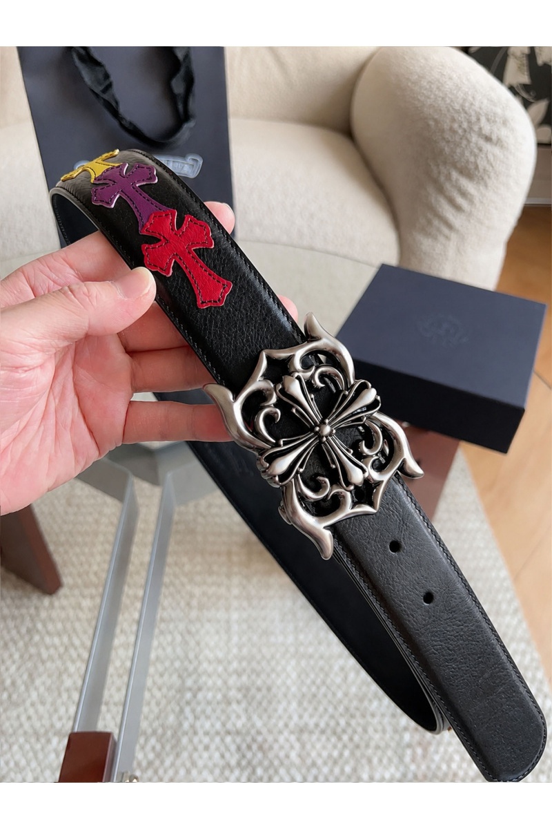 Chrome Hearts Кожаный ремень Cross Patch Cemetery premium