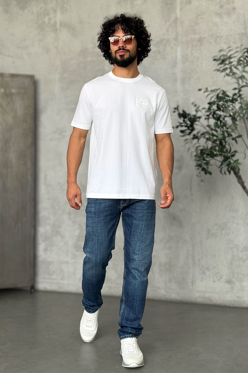 Etro Футболка белого цвета Pegaso embroidery 