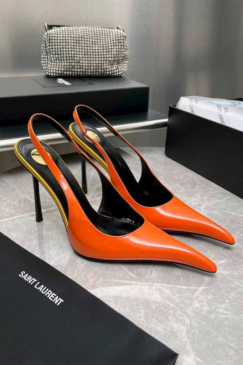 Yves Saint Laurent Женские кожаные туфли на каблуке premium