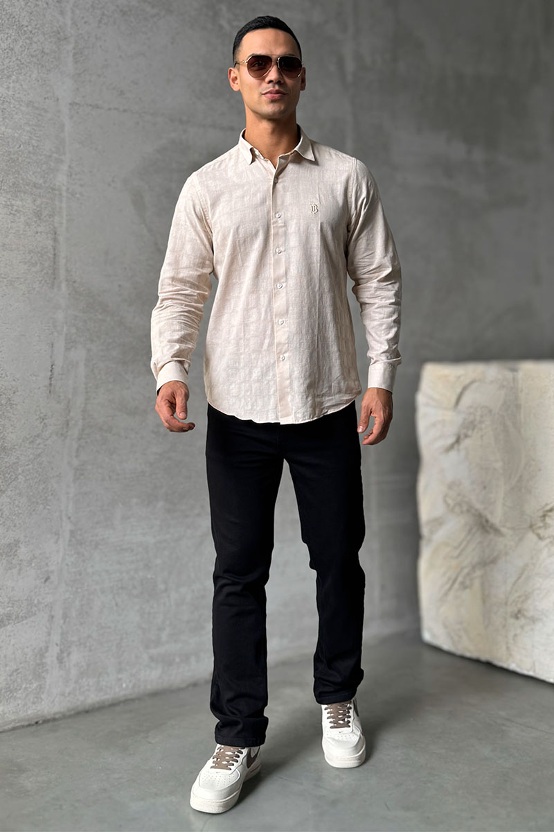 Burberry Мужская бежевая рубашка TB logo-embroidered