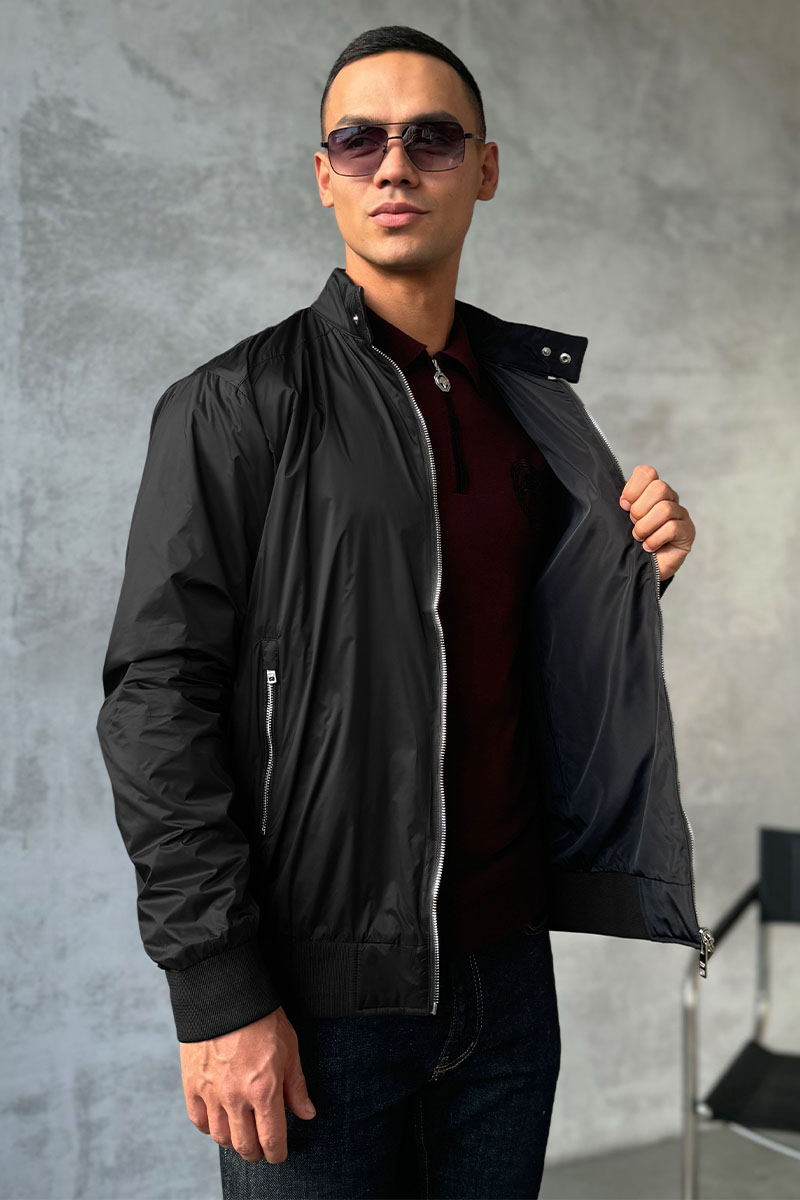 Prada Двусторонняя ветровка logo-plaque - Black / Grey