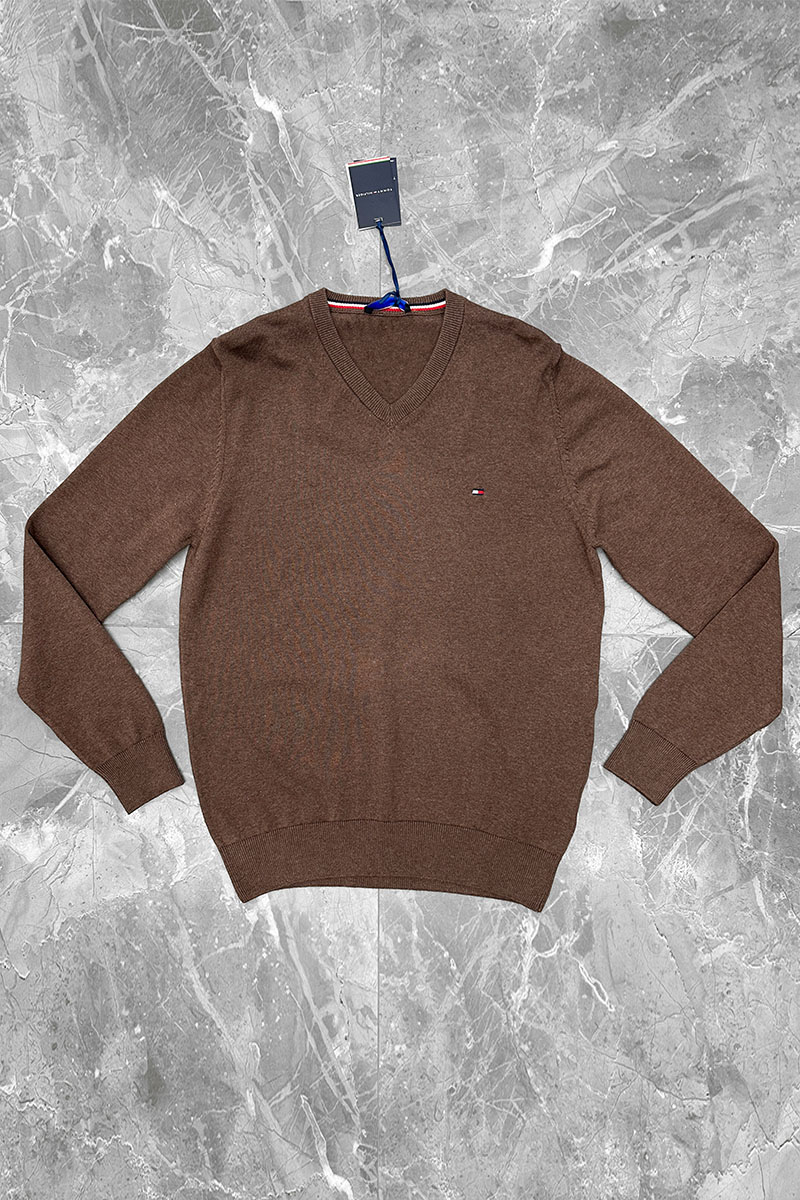 Tommy Hilfiger Мужской джемпер logo-embroidered - Brown
