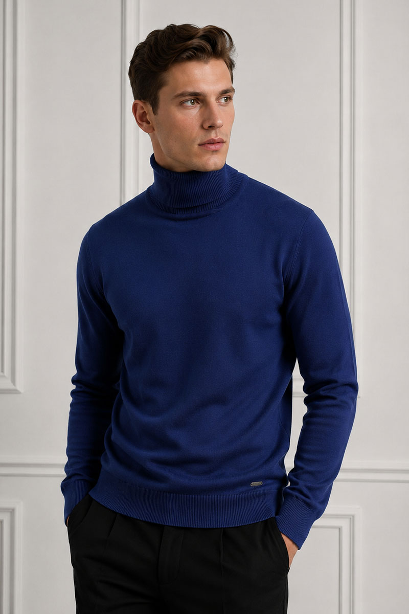 Designer Clothing Мужская синяя водолазка Maglione 