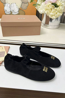 Женские замшевые балетки с круглым мысом 