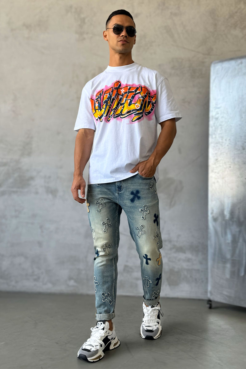 Chrome Hearts Мужские светло-синие джинсы