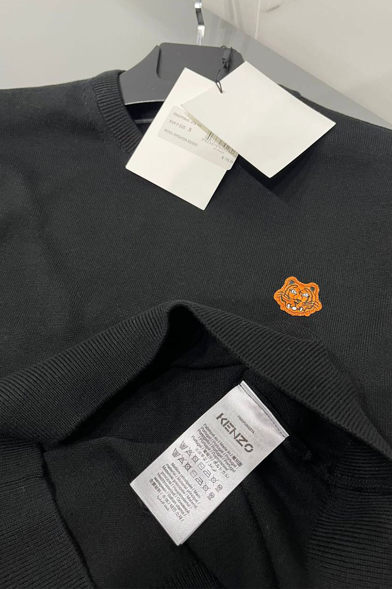 Kenzo Мужской чёрный джемпер Tiger logo-patch