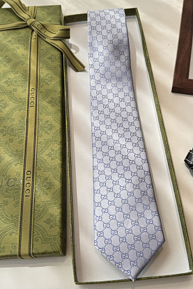 Галстук GG Monogram premium 146x7 см - Blue