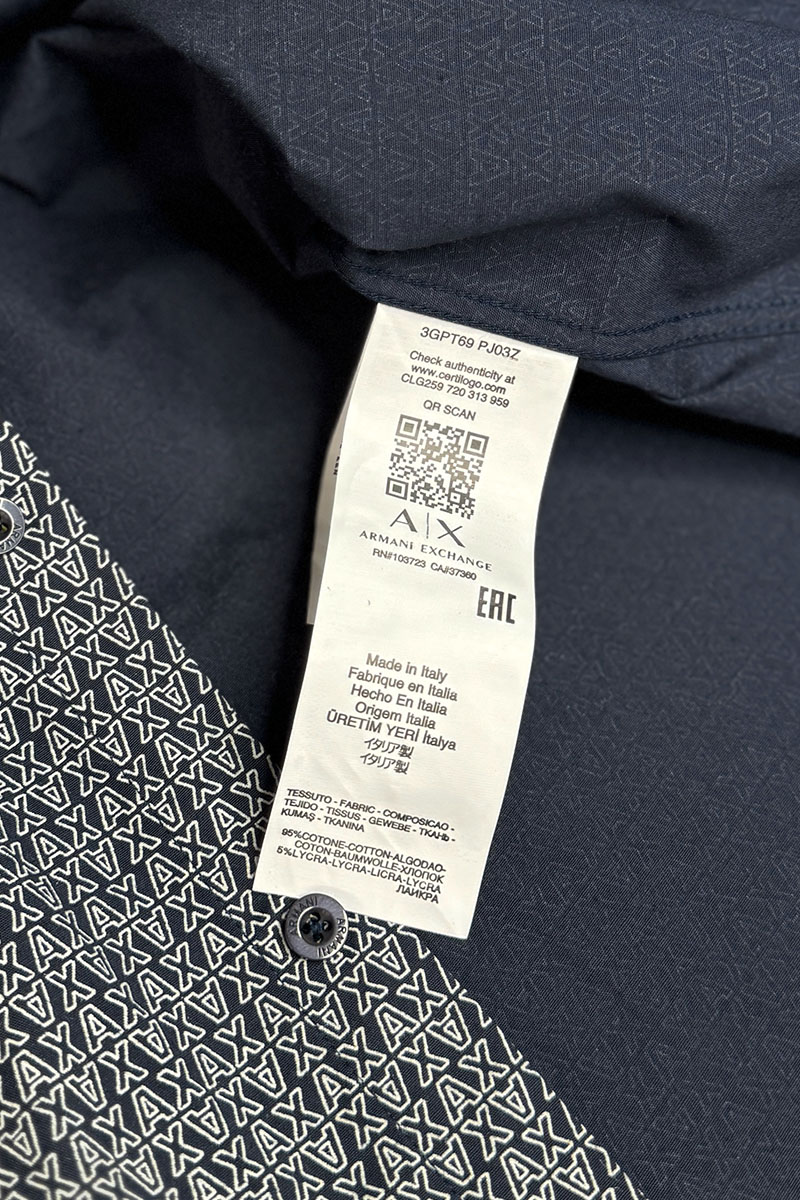 Emporio Armani EA7 Мужская тёмно-синяя рубашка 