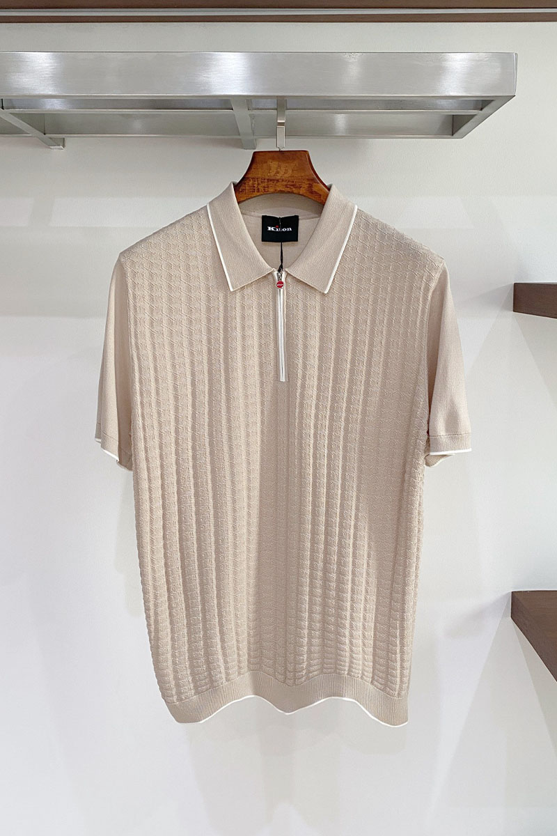 Kiton Вязаное поло бежевого цвета premium