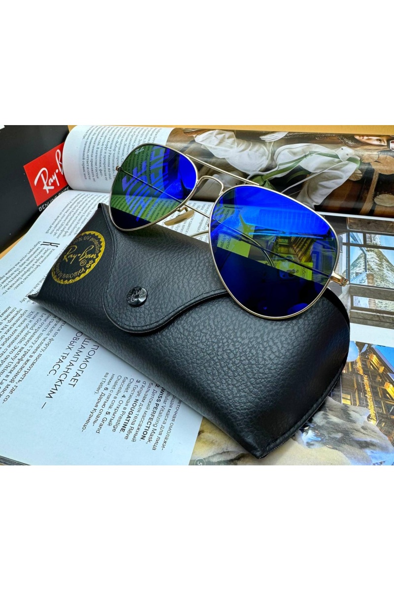 Ray Ban Солнцезащитные очки Aviator Large Metal - Navy Mirrored