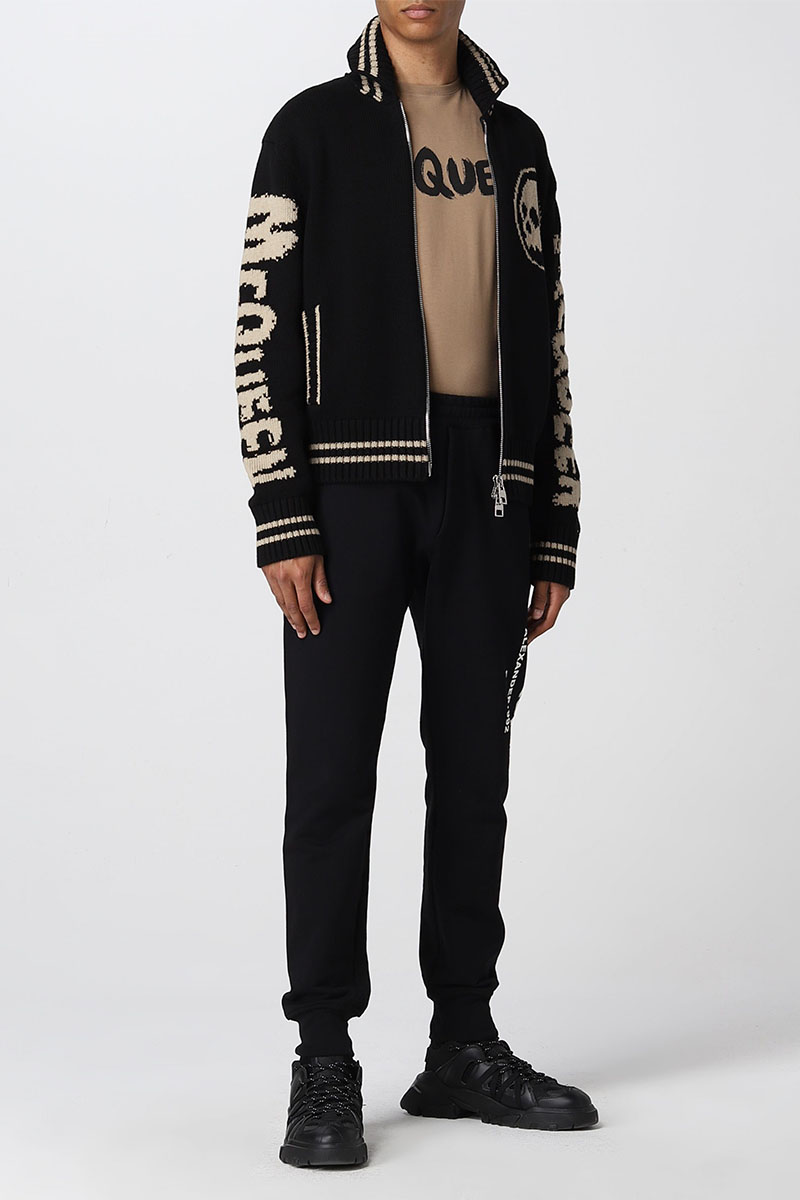 Alexander McQueen Мужской свитер на молнии чёрного цвета