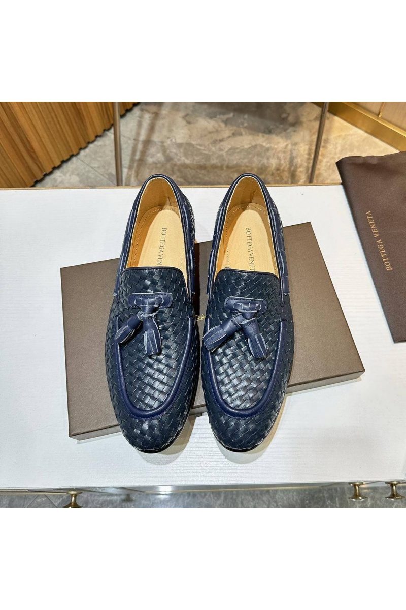 Bottega Veneta Мужские кожаные лоферы Intrecciato - Navy