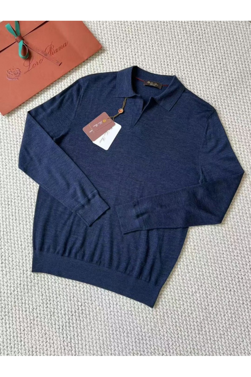 Loro Piana Поло с длинным рукавом Premium - Flower Hide Blue