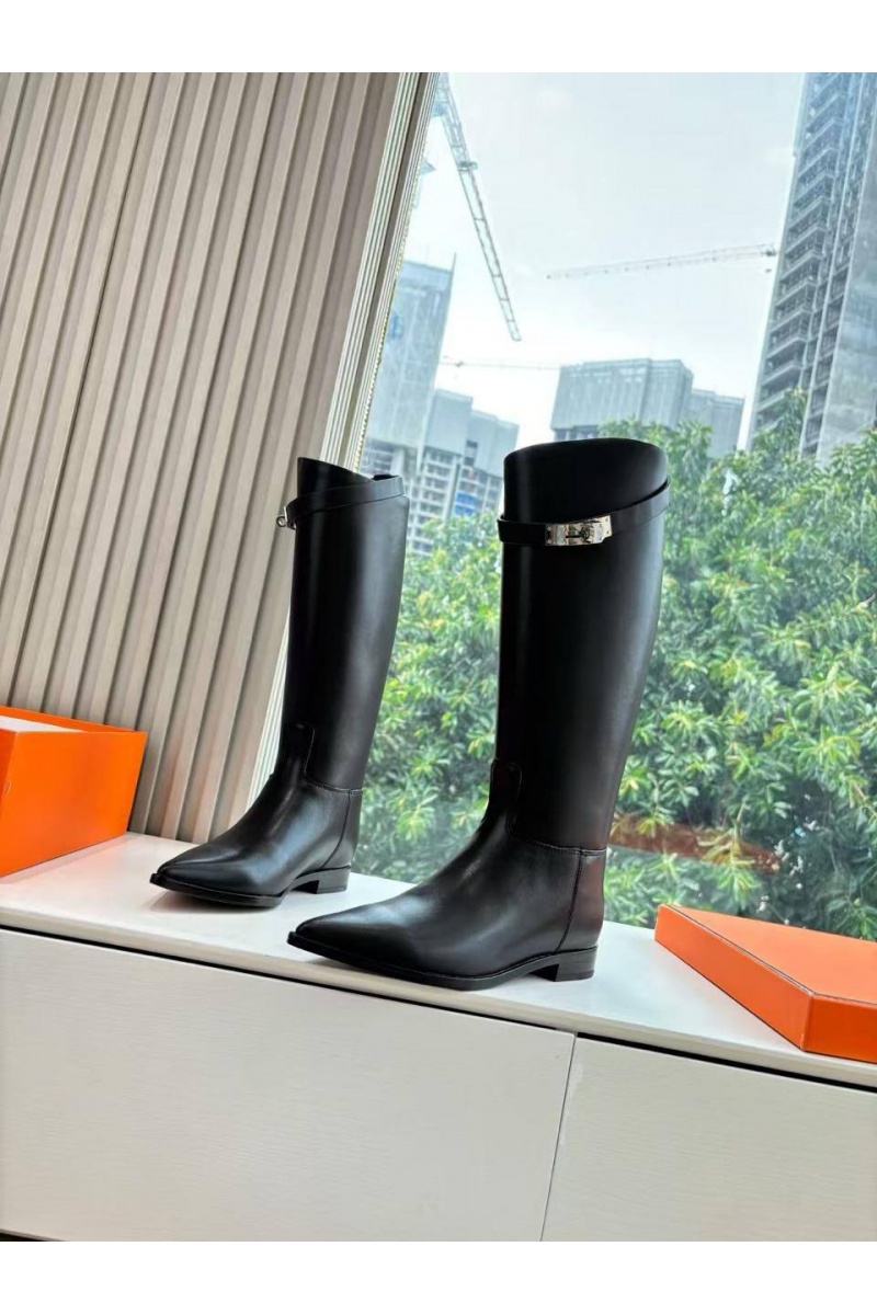 Hermes Женские кожаные сапоги Jumping Boot premum