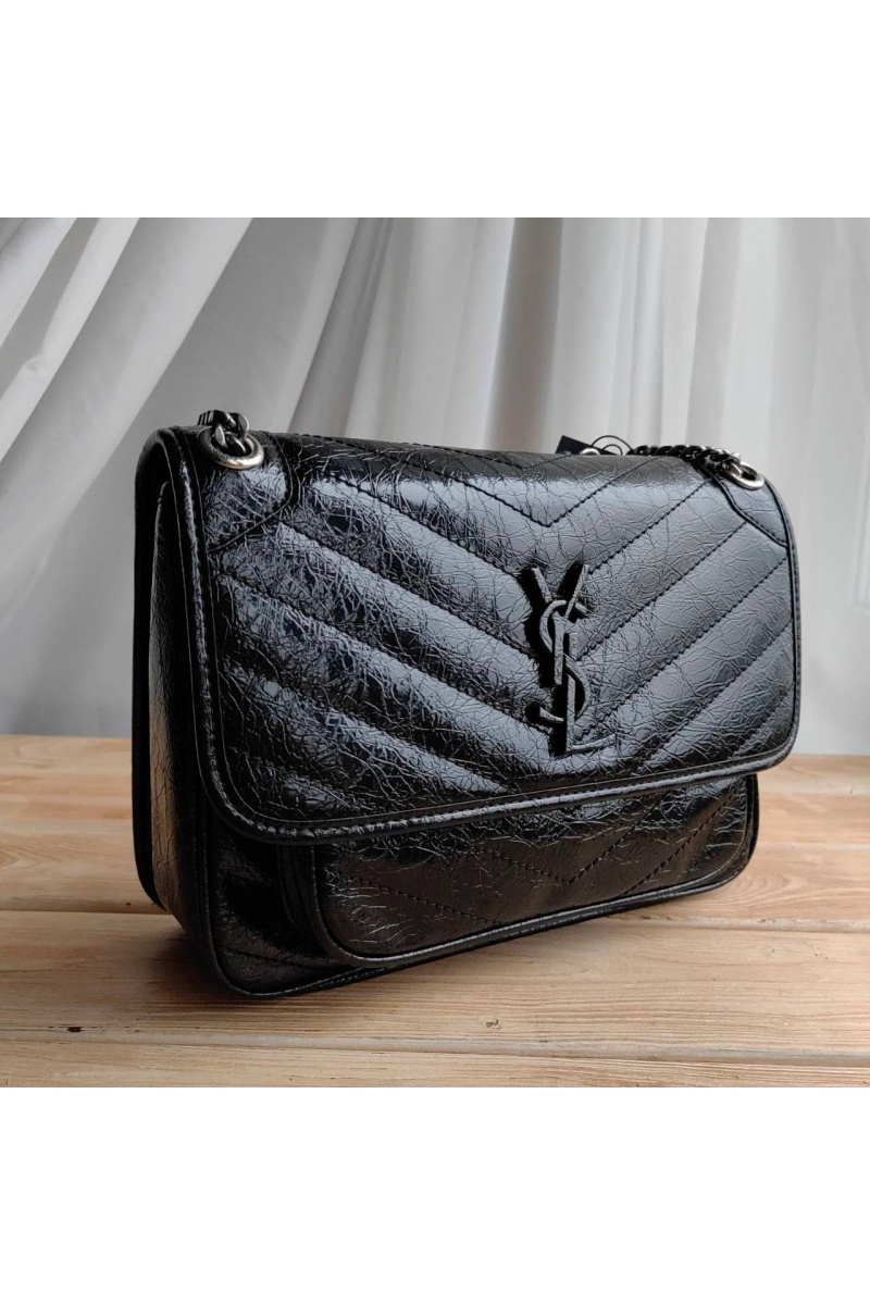 Yves Saint Laurent Кожаная сумка Niki Medium Black 28x21 см