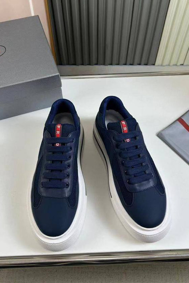 Prada Комбинированные кроссовки logo-stripe - Navy