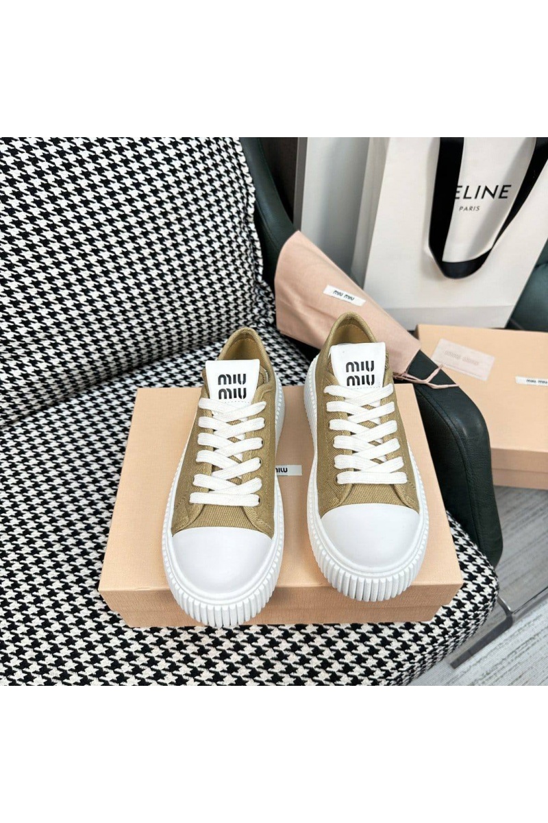 MIU MIU Женские текстильные кеды Premium - Beige