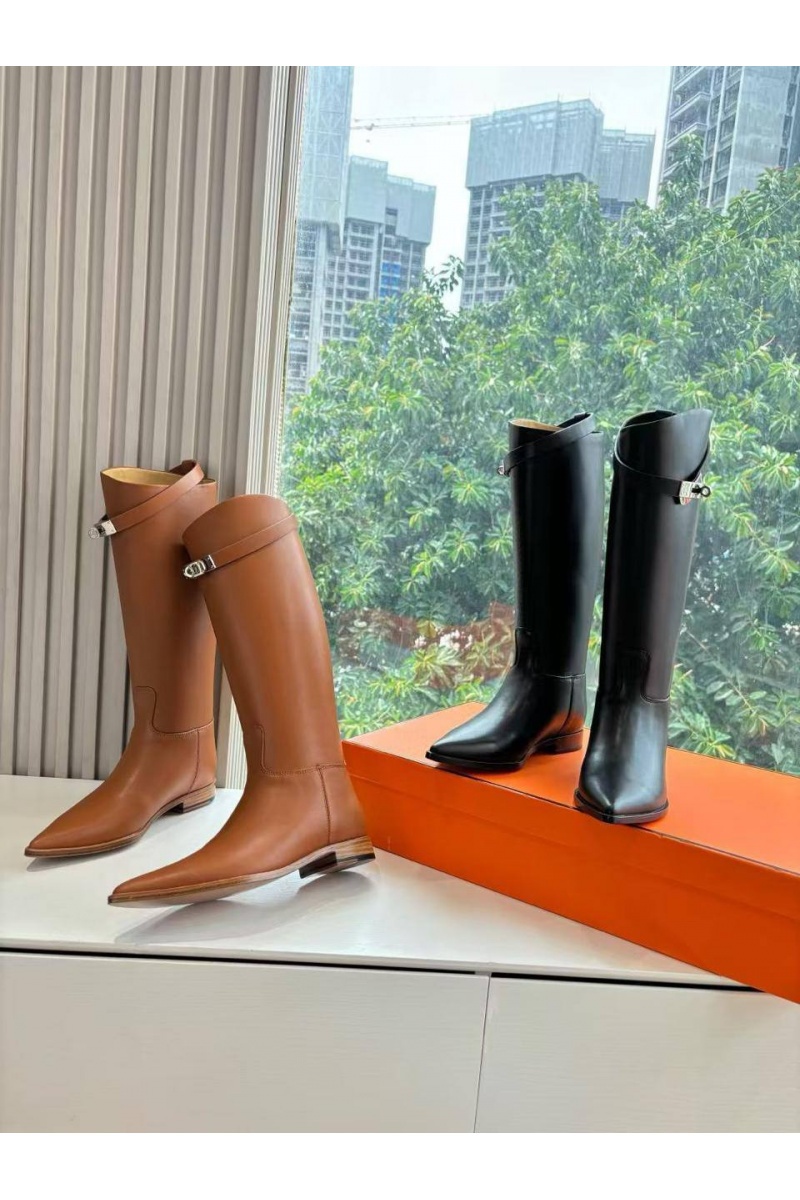 Hermes Женские кожаные сапоги Jumping Boot premum