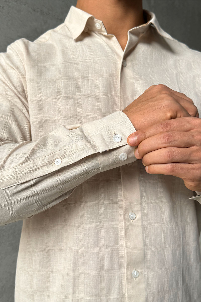 Burberry Мужская бежевая рубашка TB logo-embroidered