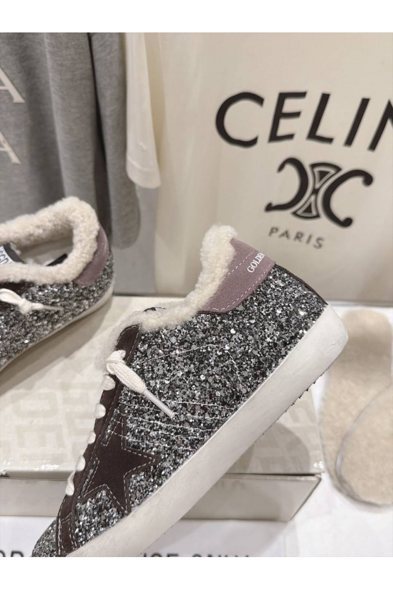 Designer Clothing Женские комбинированные кроссовки с мехом Golden Goose Ball Star premium