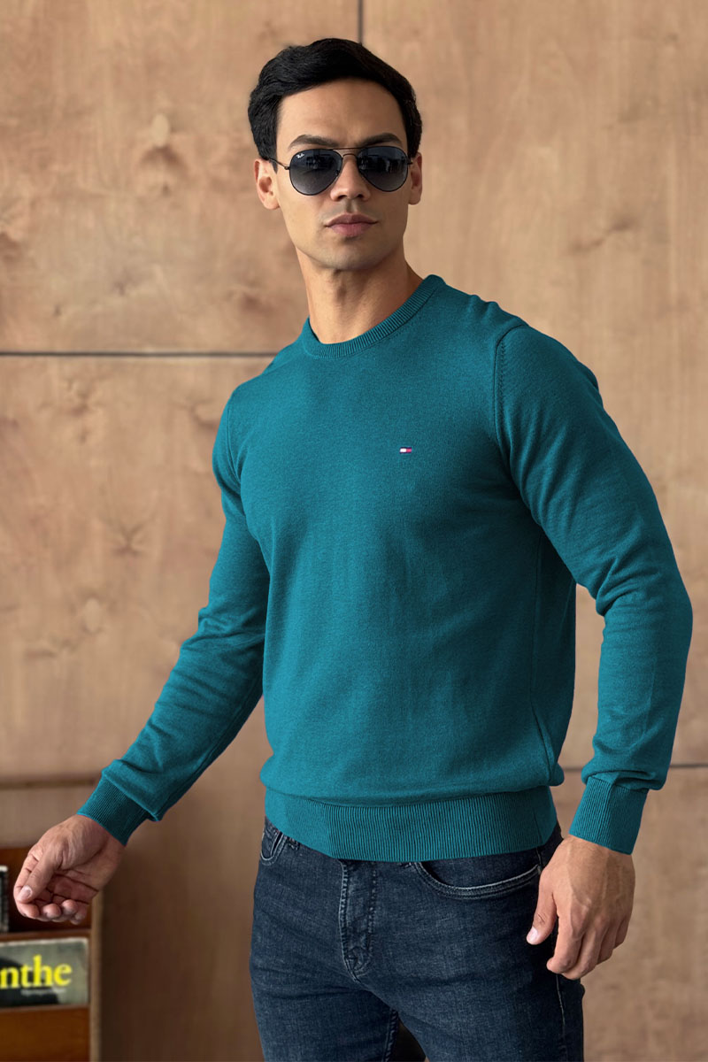 Tommy Hilfiger Мужская кофта бирюзового цвета logo-embroidered