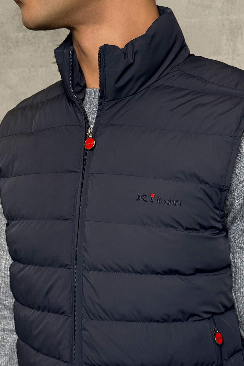 Kiton Мужской тёмно-синий жилет 