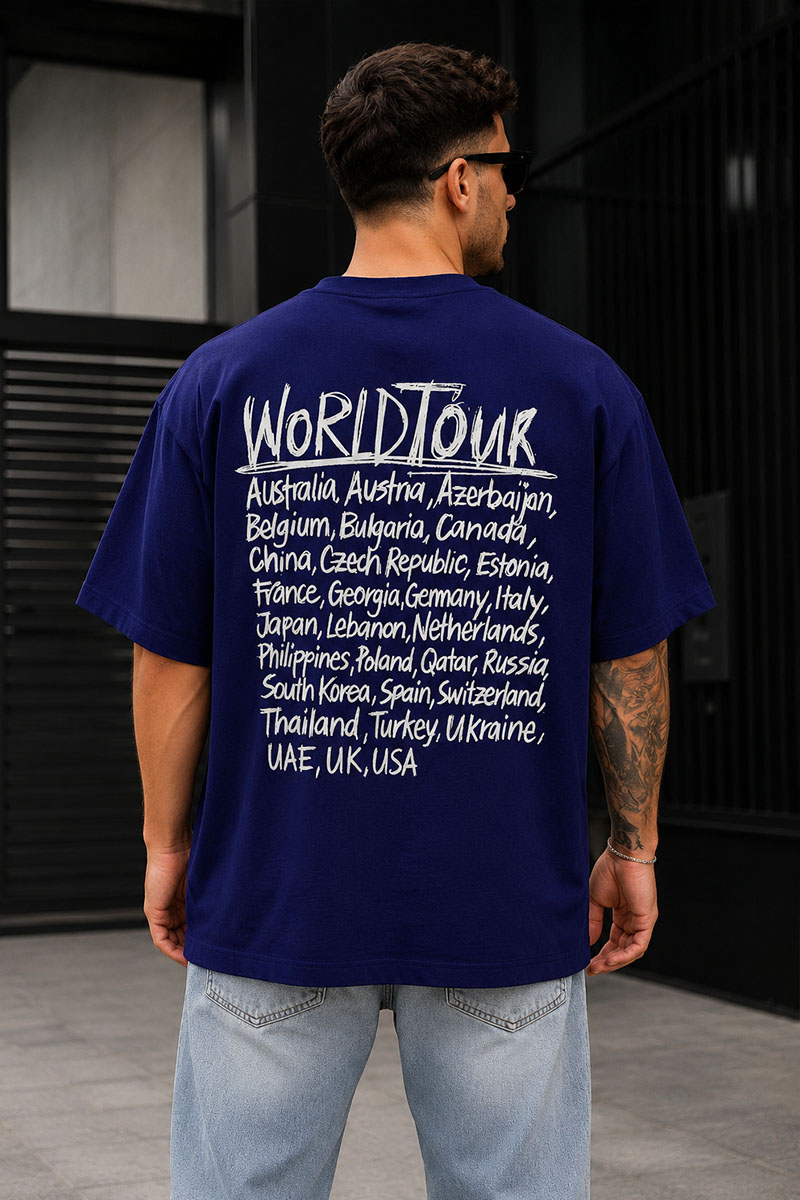Vetements Фиолетовая оверсайз футболка world tour 