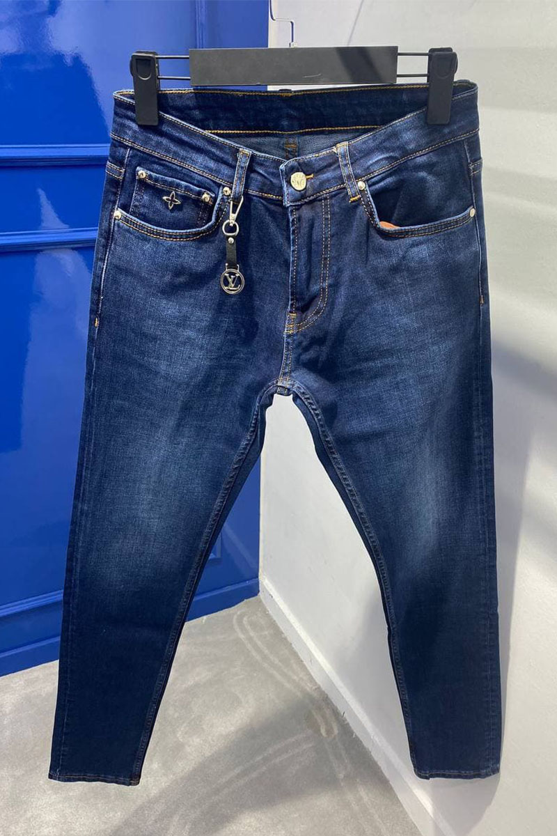 Lоuis Vuittоn Брендовые мужские джинсы синего цвета