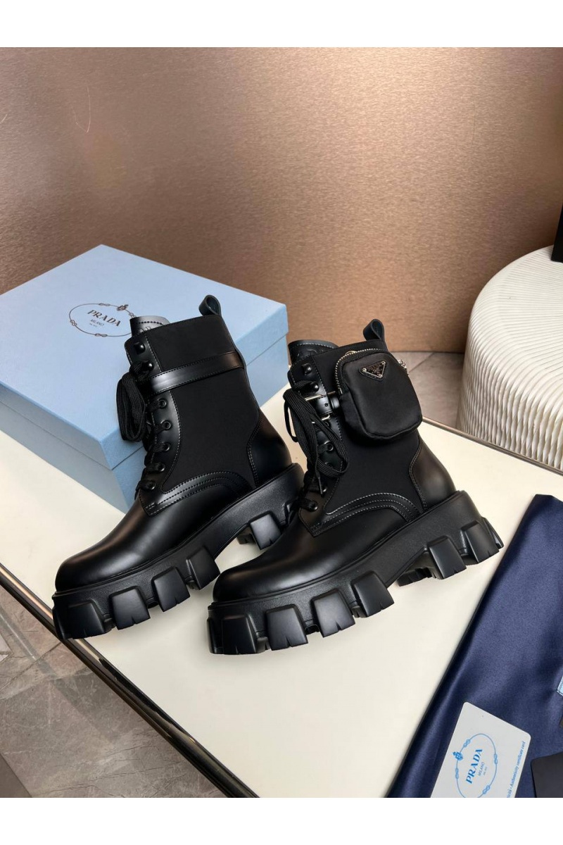 Prada Кожаные женские ботинки premium - Black