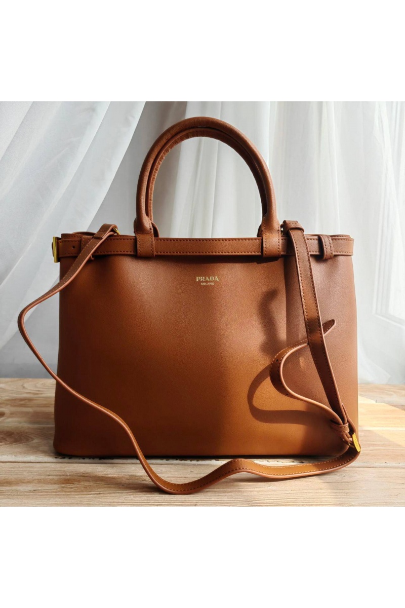 Prada Женская кожаная сумка Buckle 35x25 см (2 расцветки)