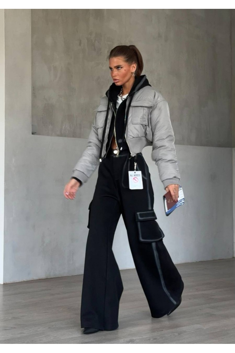 Max Mara Женский бомбер Max Mara серого цвета