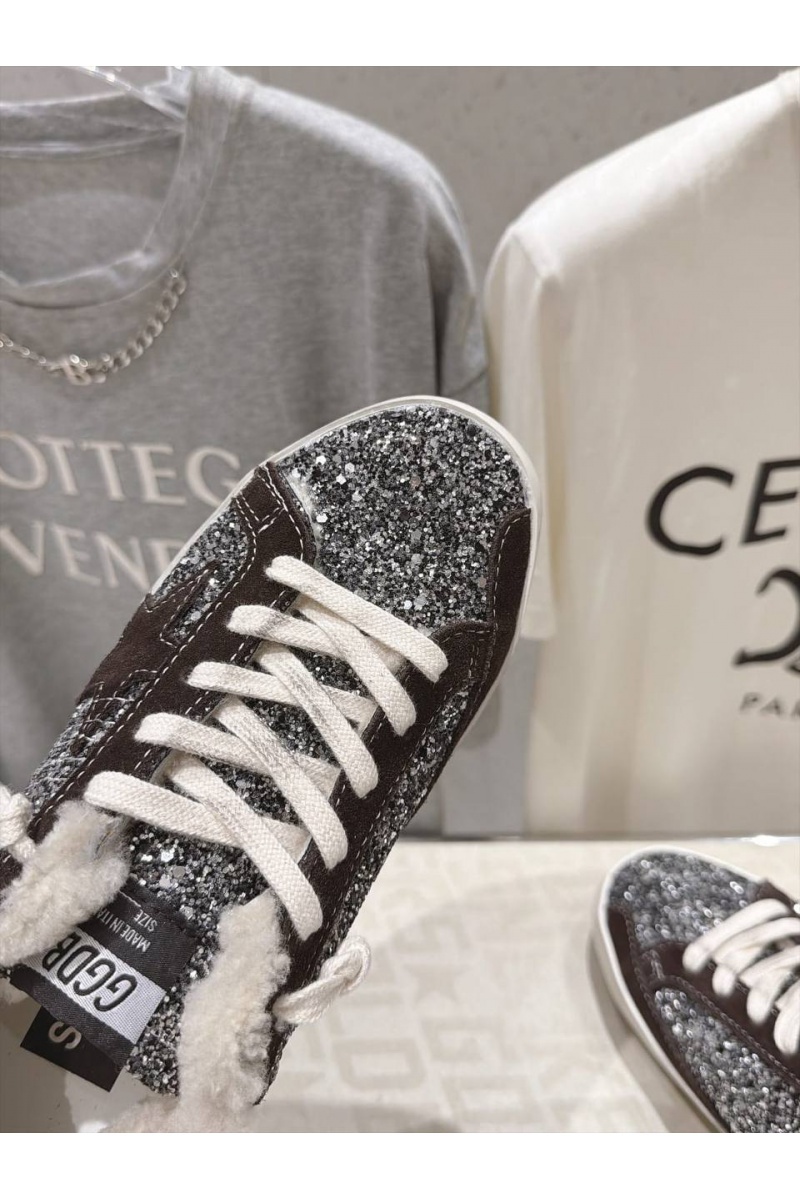Designer Clothing Женские комбинированные кроссовки с мехом Golden Goose Ball Star premium
